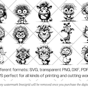 Paquete de archivos SVG de animales de dibujos animados divertidos · Imágenes prediseñadas PNG originales · Archivos para Cricut imagen 10