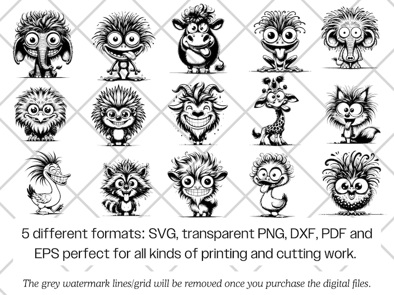 Paquete de archivos SVG de animales de dibujos animados divertidos · Imágenes prediseñadas PNG originales · Archivos para Cricut imagen 10
