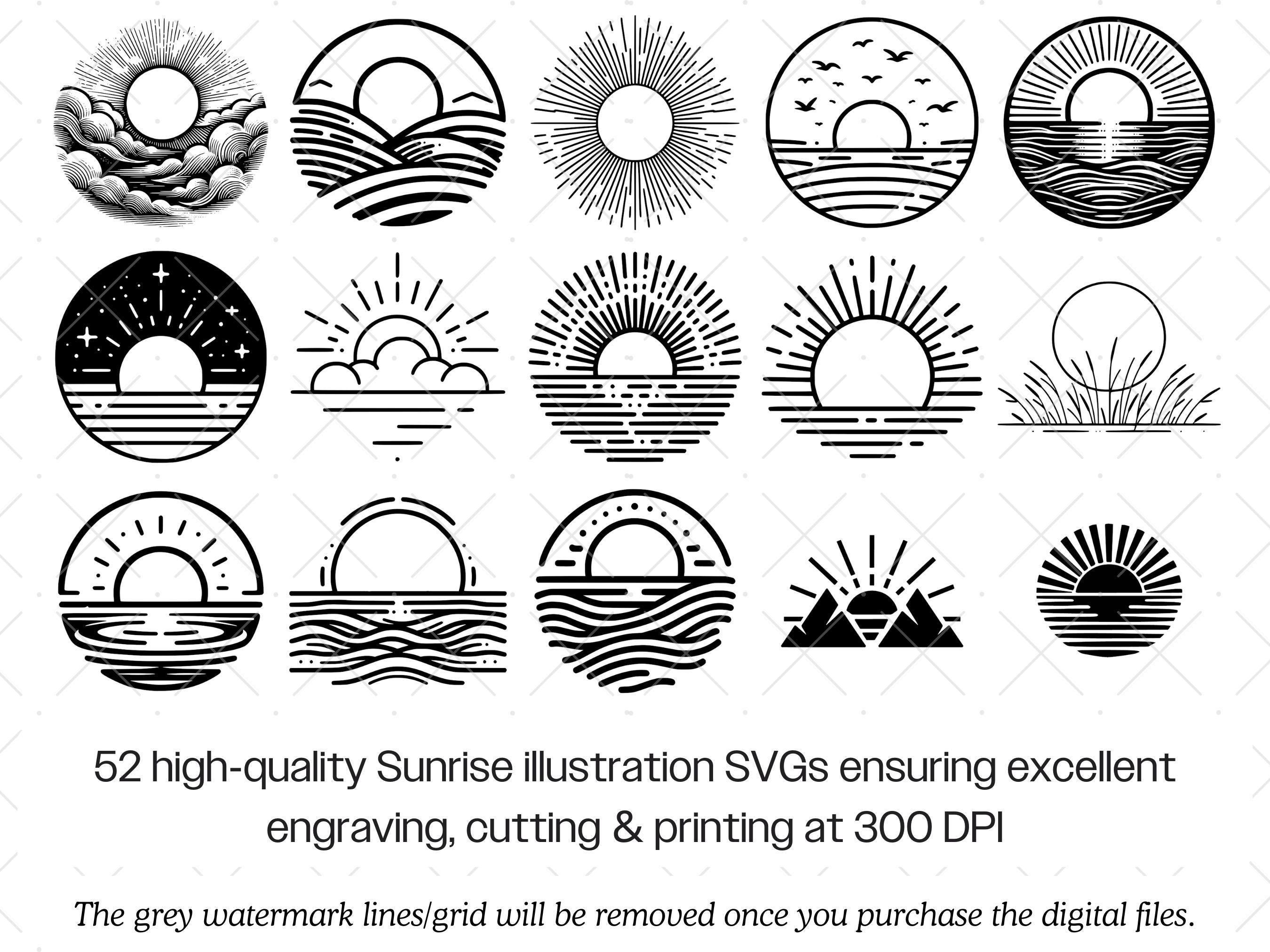 Sunrise SVG Bundle · Boho Sun Nature Sky Clipart PNG PDF · Cricut Laser ...