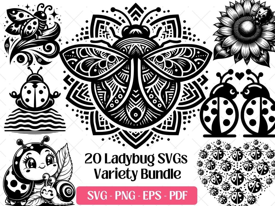 Ladybug SVG Bundle, Love Bug Insect Clipart, Cute Lady Bug Ladybird ...