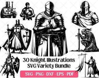 Ritter SVG-Bundle · Mittelalterliche Tempelritter Clipart PNG · Cricut