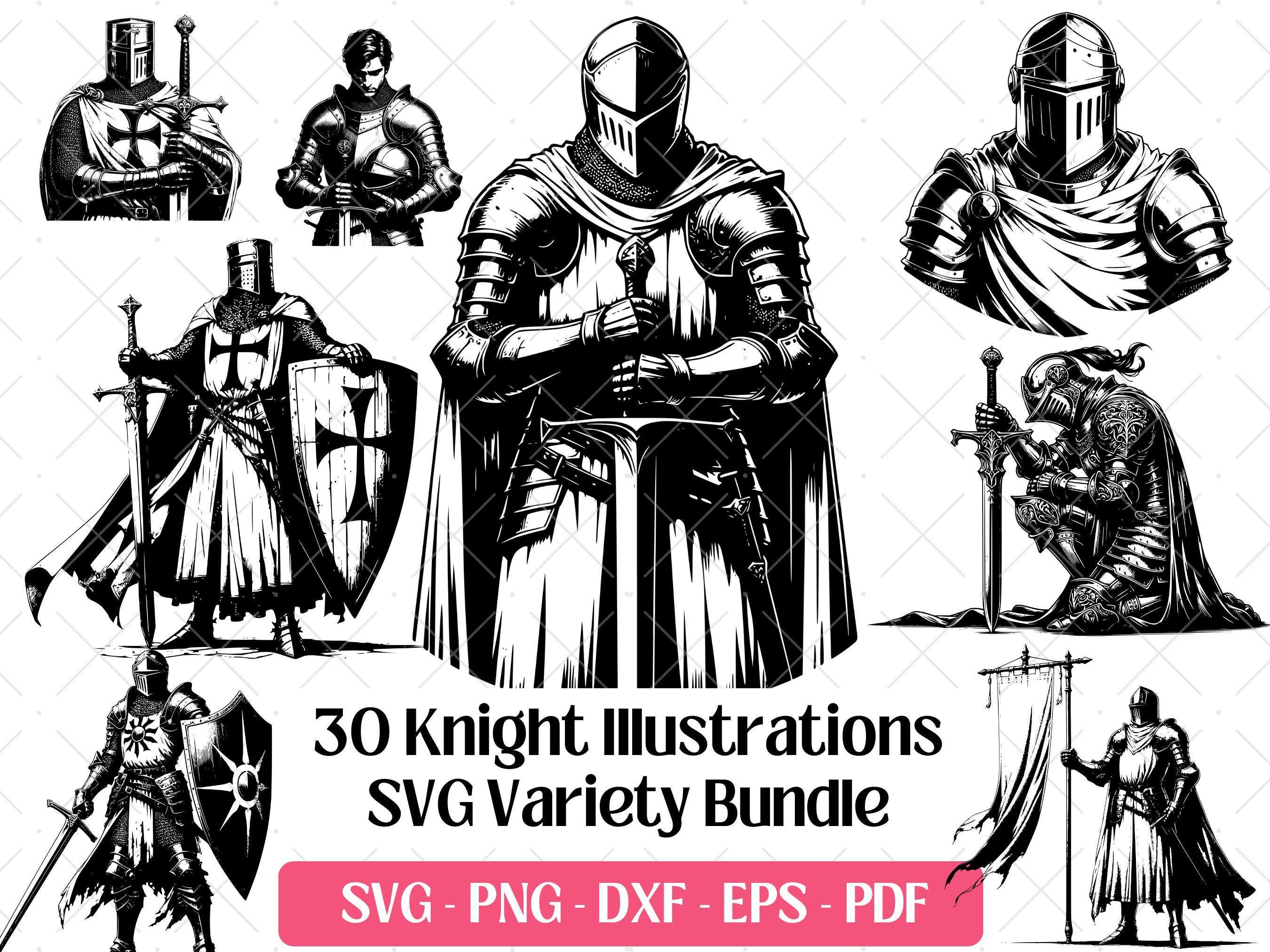 Knight SVG Bundle · Medieval Warrior Templar Clipart PNG · Cricut - Etsy