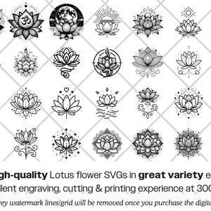 Lotus Blume SVG-Bundle · Yoga Buddha Om Heilige Clipart PNG · Cricut Bild 3
