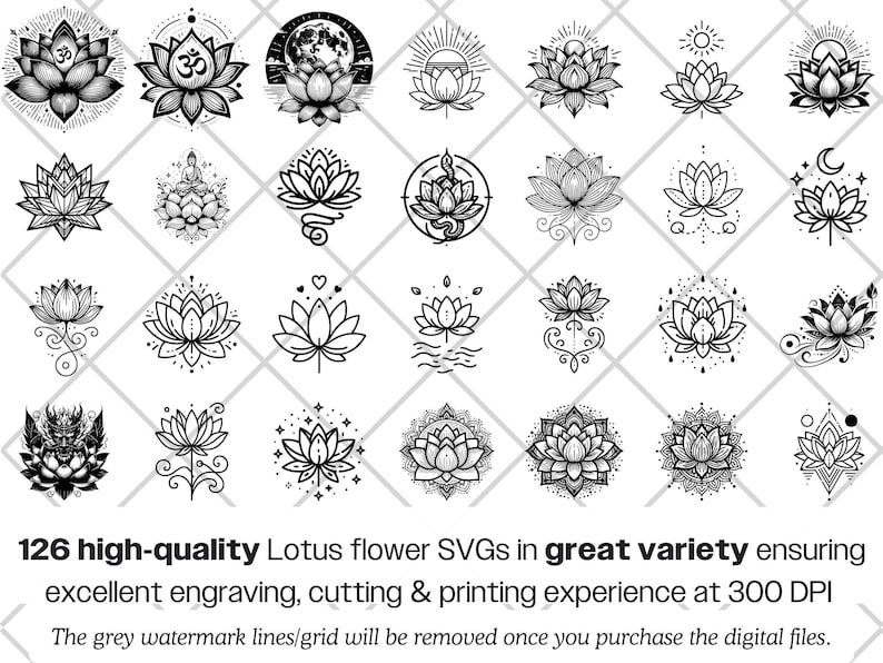 Lotus Blume SVG-Bundle · Yoga Buddha Om Heilige Clipart PNG · Cricut Bild 3