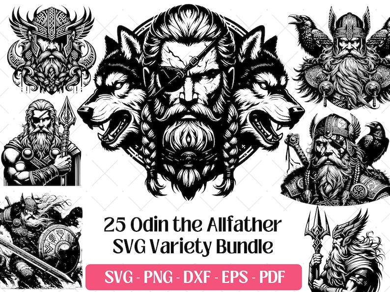 Odin SVG Bundle · Viking Norse Mythology God Clipart PNG · Cricut image 1