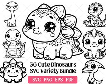 Dinosaur SVG Bundle · Jurassic Cartoon Baby Animal Clipart PNG