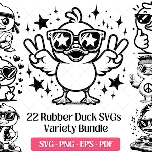 Rubber Duck SVG Bundle Cutting Laser Engraving Files Vector, Cute Funny Animal Bird Rubber Duck Clipart PNG Ducky Face Silhouette Design SVG