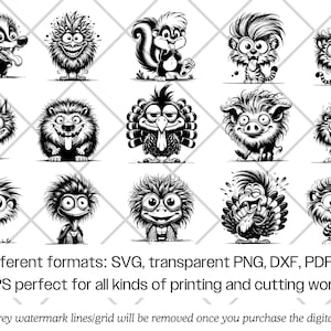 Paquete de archivos SVG de animales de dibujos animados divertidos · Imágenes prediseñadas PNG originales · Archivos para Cricut imagen 7