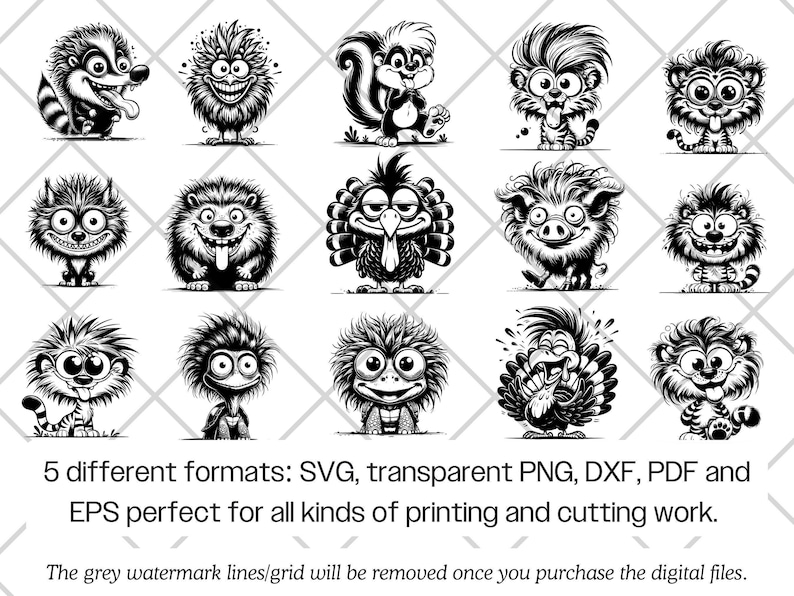 Paquete de archivos SVG de animales de dibujos animados divertidos · Imágenes prediseñadas PNG originales · Archivos para Cricut imagen 7