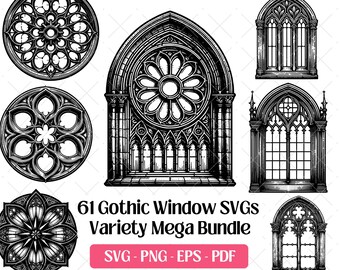 Gothic Window SVG Bundle · Cathedral Victorian Clipart PNG · Cricut
