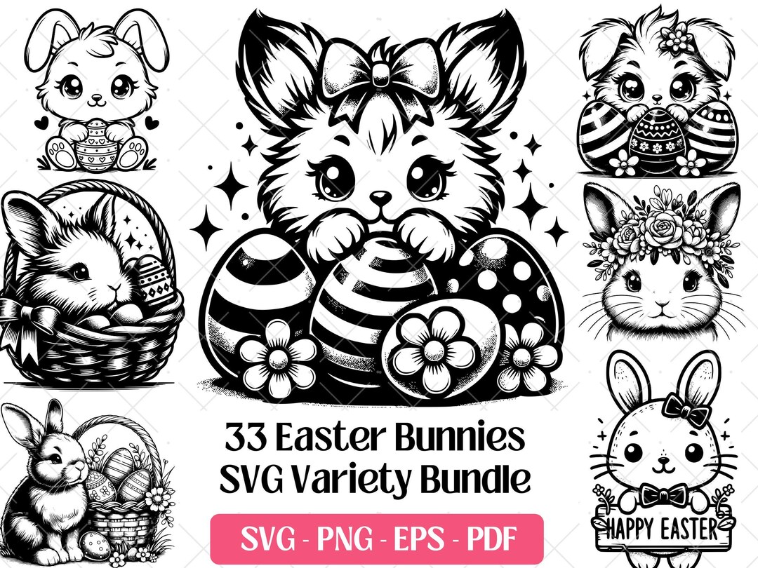 Easter Bunny SVG Bundle · Spring Holiday Rabbit Clipart PNG · Cricut - Etsy