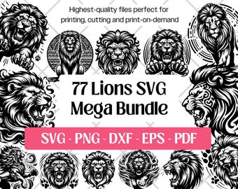 Lion SVG Bundle · Safari Jungle King Head Clipart PNG · Cricut Files