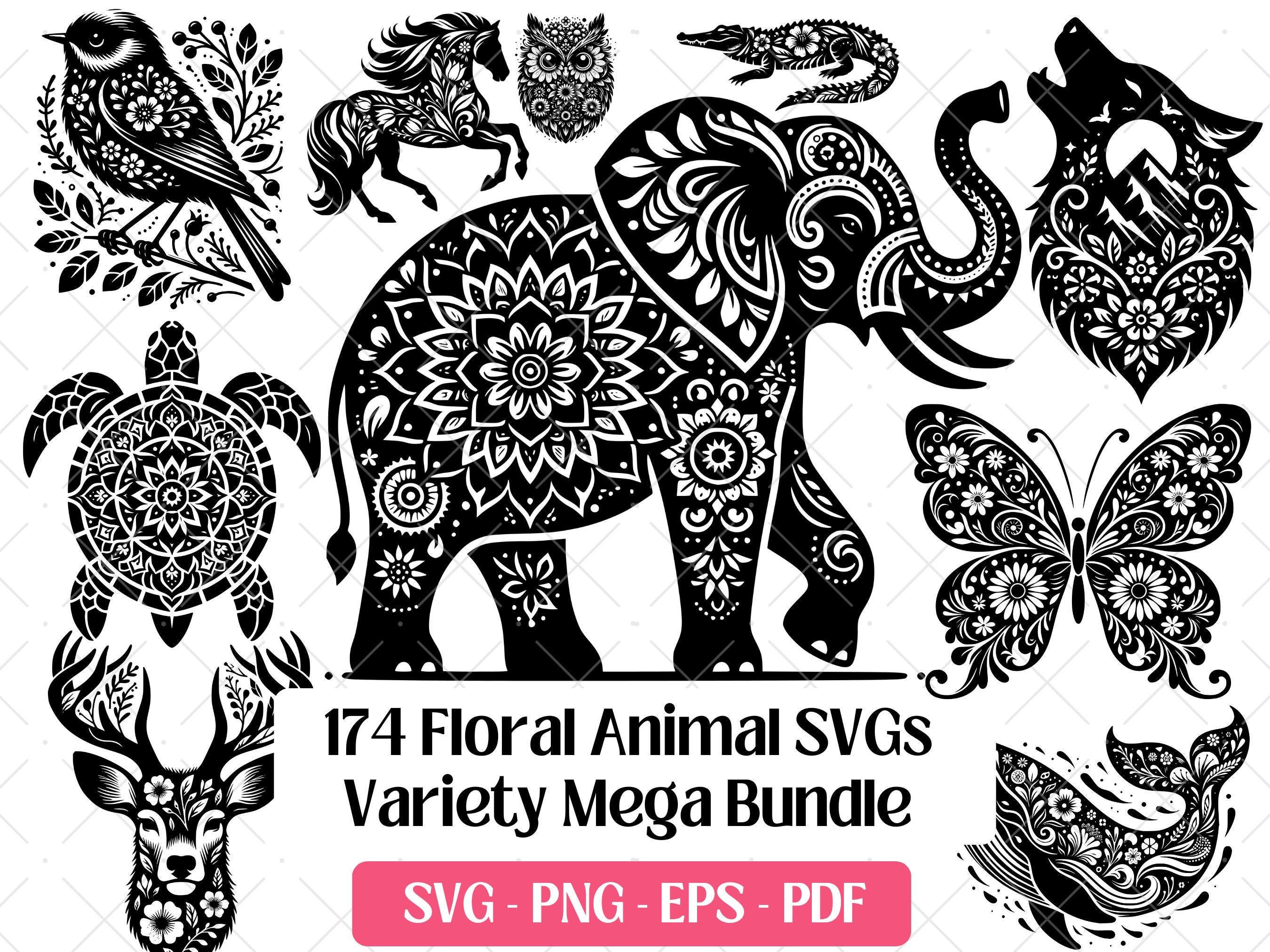 Floral Animal SVG Bundle · Flower Botanical Clipart PNG · Cricut Files ...