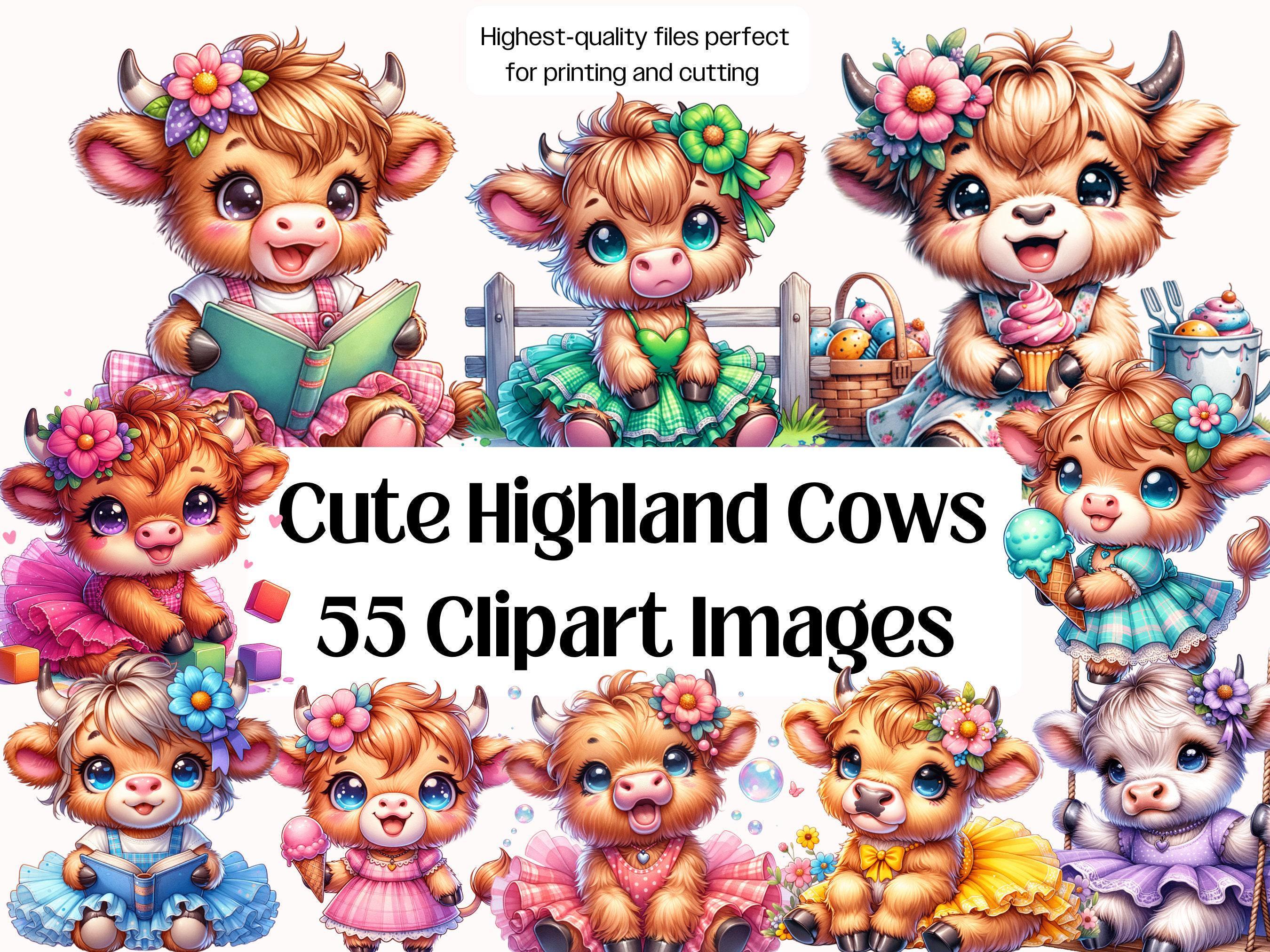 Watercolor Highland Cow PNG Bundle · Baby Farm Animal Sublimation - Etsy