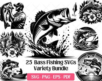Barsch Angeln SVG Bundle · Angler Naturbursche See Clipart PNG · Cricut