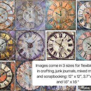 Ensemble PNG de cadrans d'horloge vintage · Clipart de scrapbooking grunge image 3