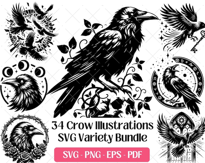 Two Crows Svg CROW SVG, CROW Clipart, Crow Svg Files for Cricut, Bird Svg Cut File ...