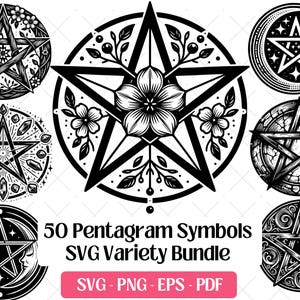Pentagram SVG Bundle · Wiccan Pagan Pentacle Clipart PNG · Cricut