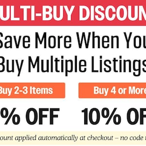The image is a promotional advertisement for a discount on multiple listing services (MUL) purchases. It offers a 5% discount on the purchase of 2-3 items and a 10% discount on the purchase of 4 or more items. The discount applies automatically at checkout, eliminating the need for a code.