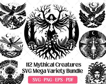 Mythische wezens SVG-bundel · Fantasy Monsters clipart-png · Cricut