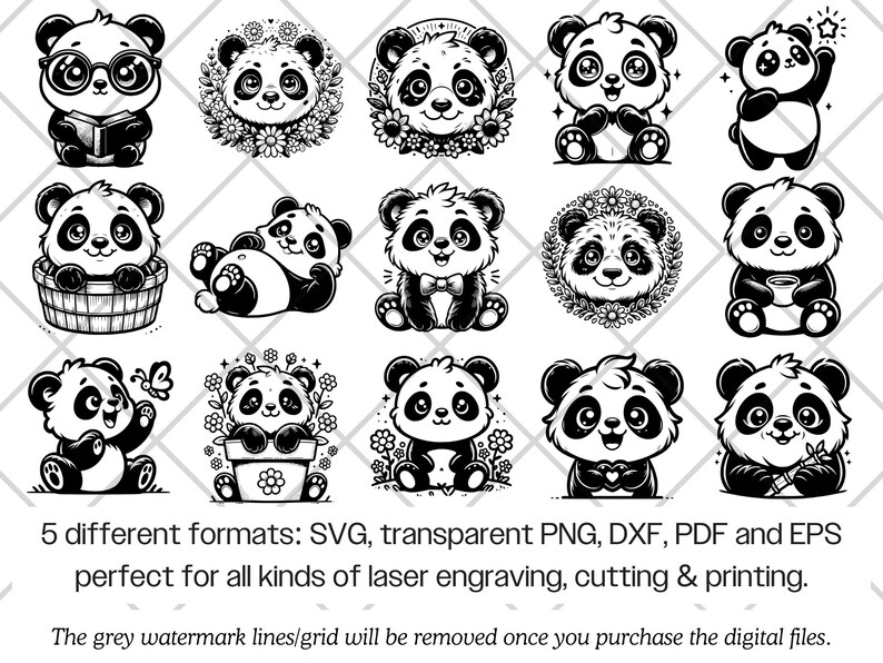 Panda SVG Bundle · Whimsical Funny Cartoon Giant Clipart PNG · Cricut image 9