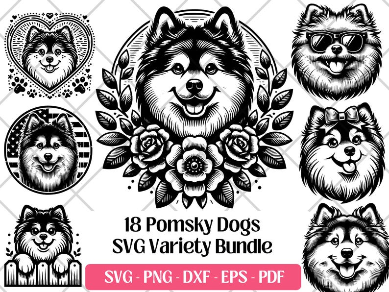 Pomsky SVG Bundle, Vector, PNG, DXF, Eps,pdf Cutting and Laser ...