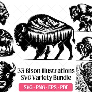Pacchetto SVG Bison · Animali selvatici Bufalo Natura Clipart PNG · Cricut