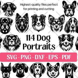 Hund SVG Bundle, Hund VektorgrafikSvg, PNG, DXF, Eps und Pdf Schneidedateien zum Ausschnitt, Drucke, Shirts, Wand Kunst• Welpen Schädel Kopf Porträts