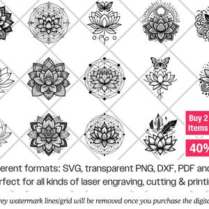 Lotus Blume SVG-Bundle · Yoga Buddha Om Heilige Clipart PNG · Cricut Bild 10