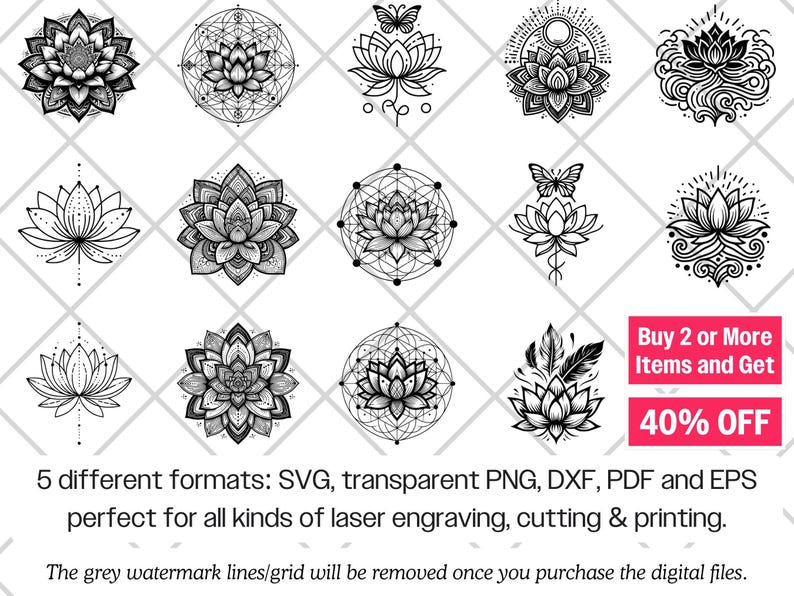 Lotus Blume SVG-Bundle · Yoga Buddha Om Heilige Clipart PNG · Cricut Bild 10
