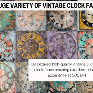 Ensemble PNG de cadrans d'horloge vintage · Clipart de scrapbooking grunge image 2