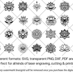 Lotus Blume SVG-Bundle · Yoga Buddha Om Heilige Clipart PNG · Cricut Bild 9