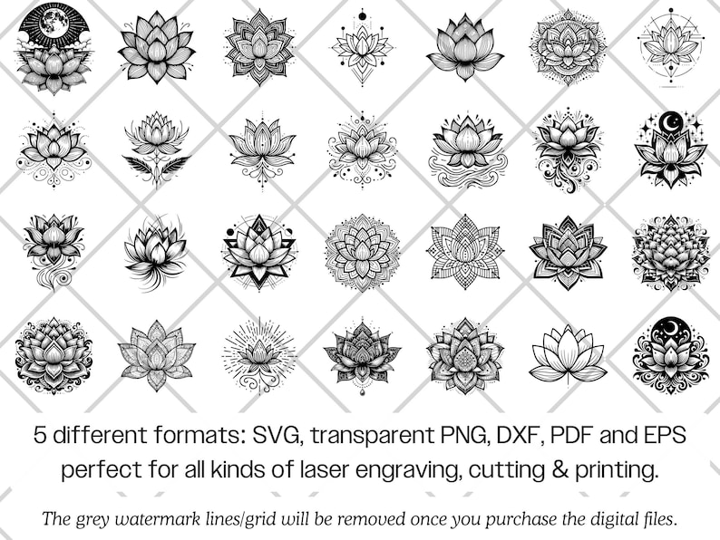 Lotus Blume SVG-Bundle · Yoga Buddha Om Heilige Clipart PNG · Cricut Bild 9