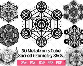 Metatrons Cube SVG Bundle · Sacred Geometry Clipart PNG · Cricut Files