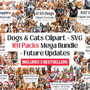 Dogs and Cats Clipart SVG Category Mega Bundle Plus All Future Updates