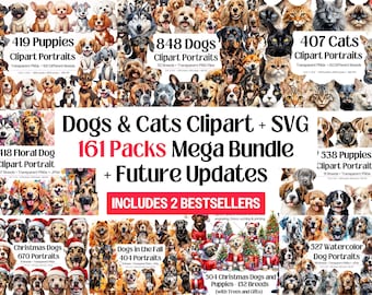 Dogs and Cats Clipart SVG Category Mega Bundle Plus All Future Updates