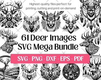 Deer SVG Bundle · Woodland Forest Wildlife Buck Clipart PNG · Cricut
