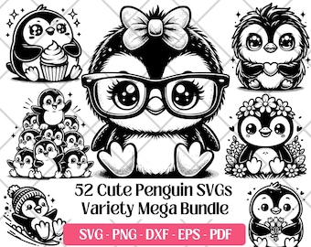 Baby Penguin SVG Bundle · Cartoon Arctic Animal Clipart PNG · Cricut