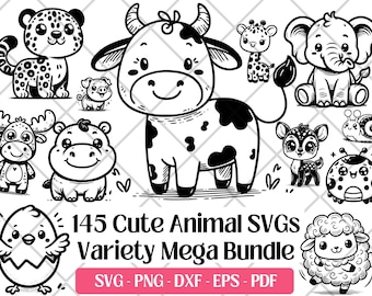 Animal SVG Bundle · Farm Safari Woodland Clipart PNG · Cricut Files