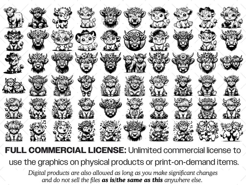 Highland Cow SVG Bundle, Baby Farm Animal Clipart PNG PDF Cricut Files image 7