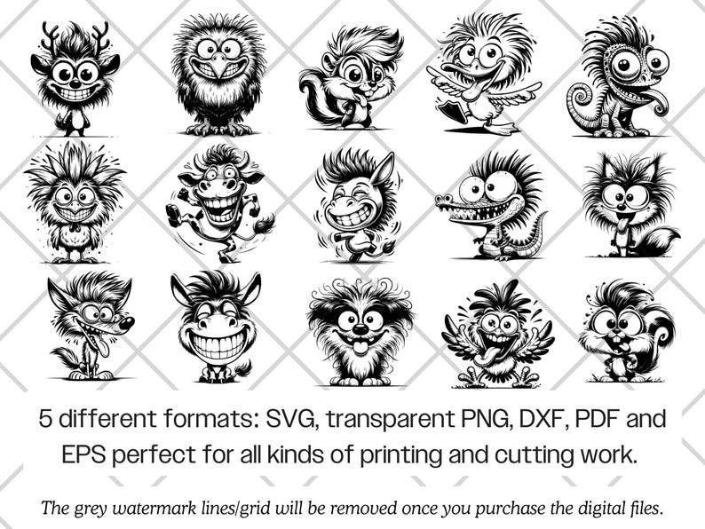Paquete de archivos SVG de animales de dibujos animados divertidos · Imágenes prediseñadas PNG originales · Archivos para Cricut imagen 6
