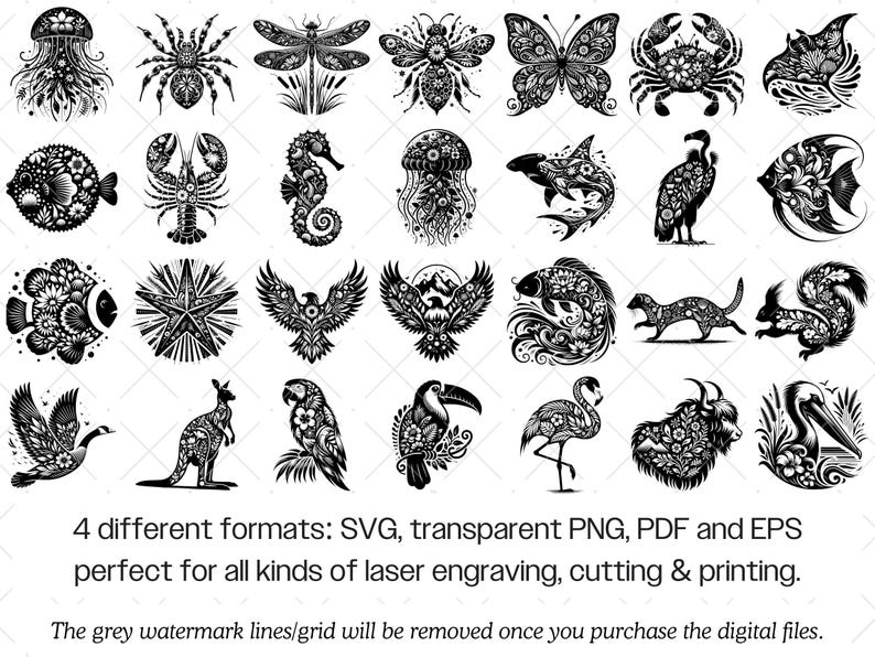 Floral Animal SVG Bundle · Flower Botanical Clipart PNG · Cricut Files ...