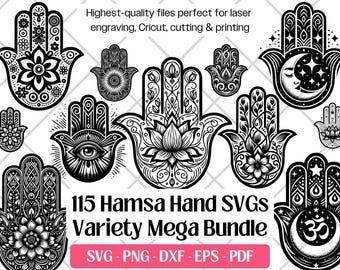 Hamsa Hand SVG-Bundle - Fatima Evil Eye Clipart PNG - Cricut-Dateien