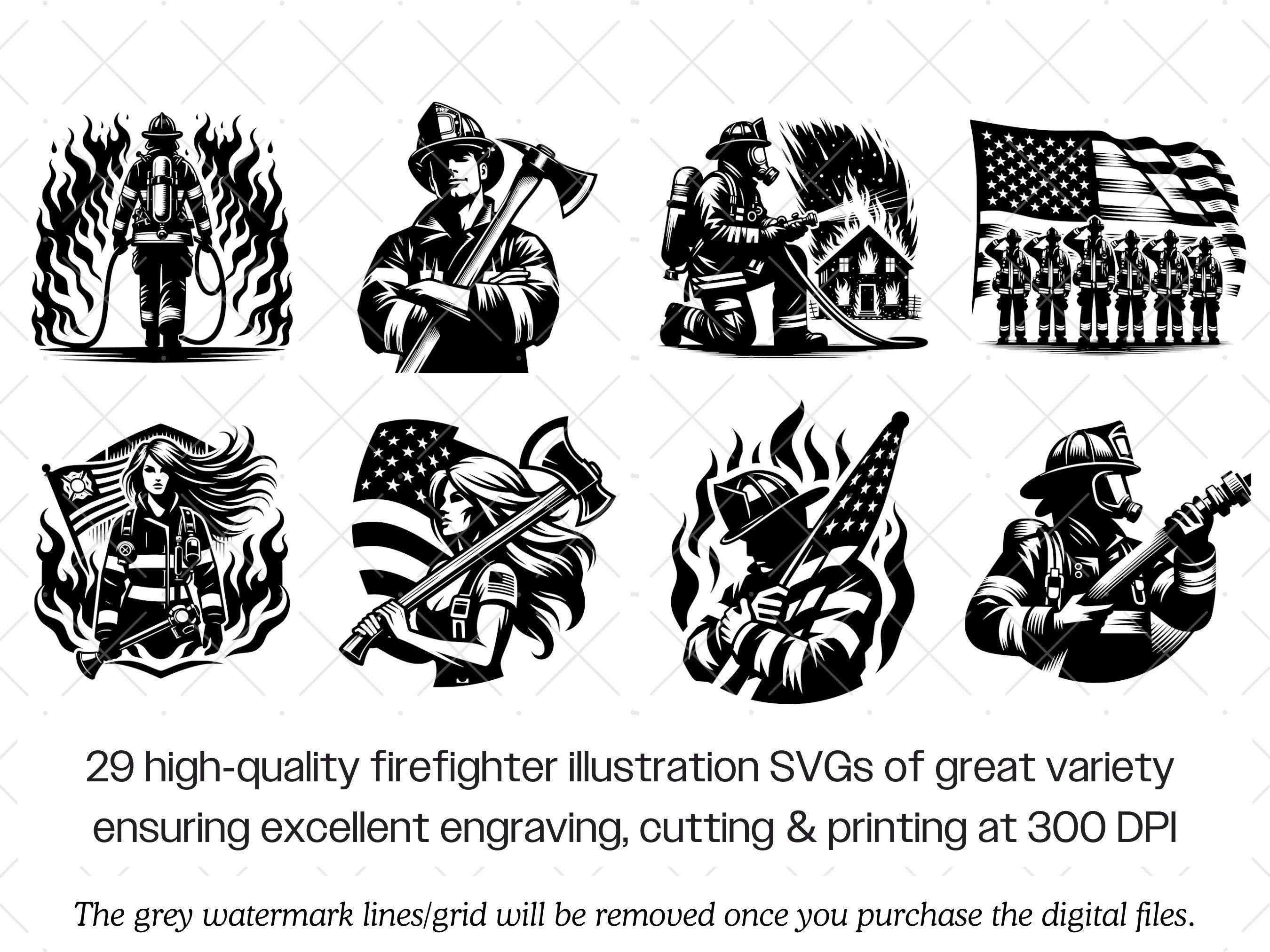 Firefighting Svg Firefighter SVG Bundle · Fireman Rescue Clipart PNG · Cricut Files - Etsy
