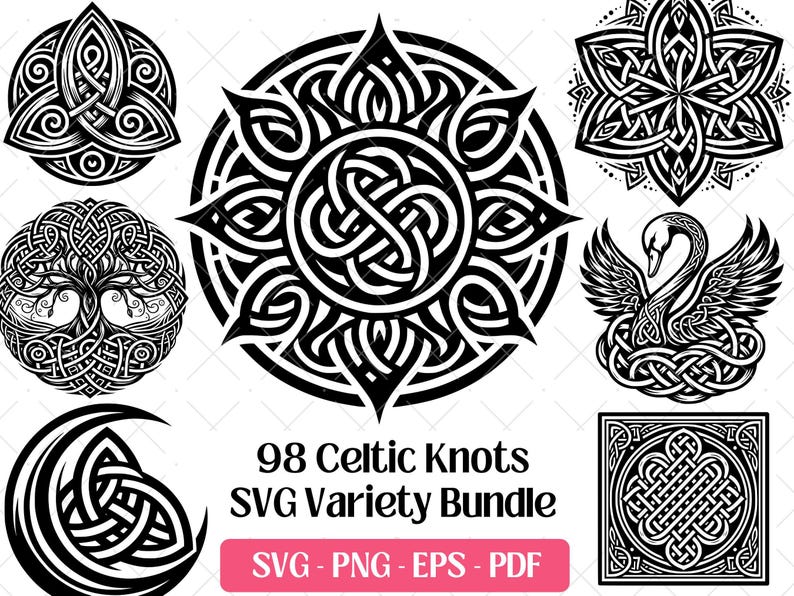 Celtic Knot SVG Bundle · Irish Knotwork Symbol Clipart PNG · Cricut image 1