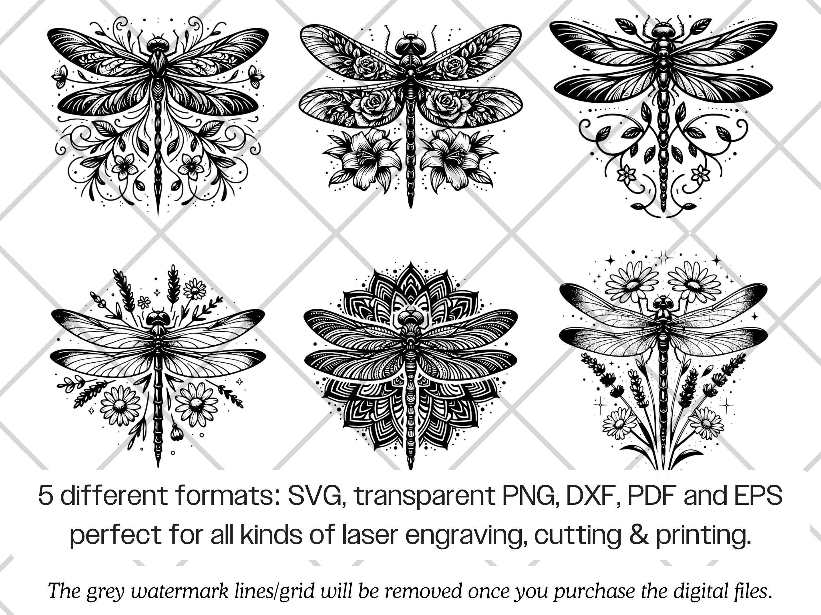 Dragonfly SVG Bundle · Floral Nature Boho Insect Clipart PNG · Cricut ...