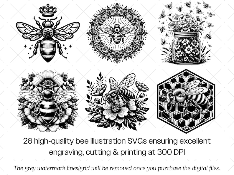 Bi SVG-paket · Blommig honungsbi honung natur Clipart PNG · Cricut bild 3