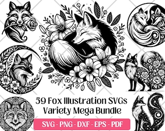 Fox SVG Bundle · Whimsical Floral Woodland Nature Clipart PNG · Cricut