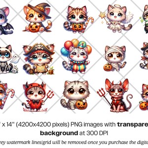 Halloween Cats PNG Bundle · Spooky Witchy Funny Cat Clipart image 6