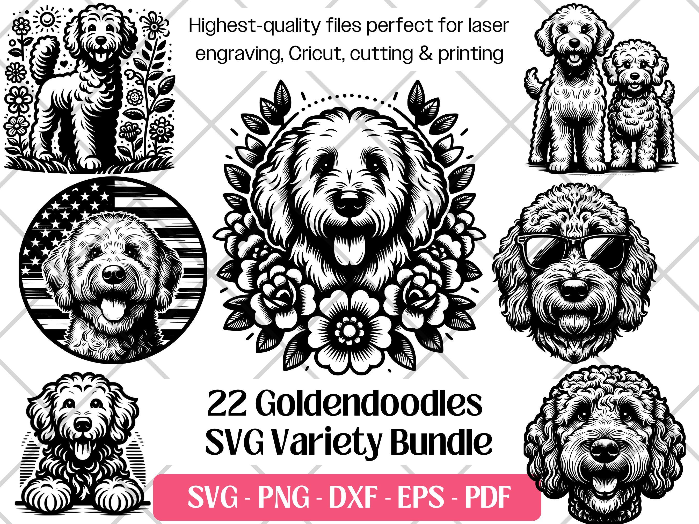 Goldendoodle SVG Bundle, Vector, PNG, Dxf, Eps,Pdf, Cutting and Laser Engraving Files, Cute Goldendoodle Dog Clipart Sublimation Print